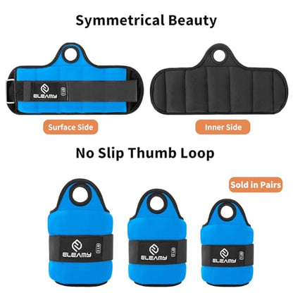 ELEAMY Wrist Weights for Women & Men - 0.5/1/1.5/2/3lb*2 Pairs - color: Black-Blue, size: 2.0 Lbs Each (4.0 Lbs Pair)