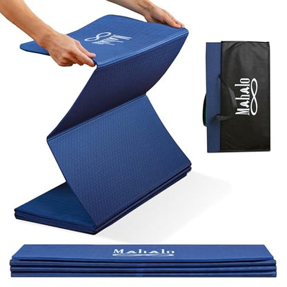 Foldable Yoga Mat + Carry Bag, 6mm 7-fold Workout Mat, Easy to Store, Anti-Slip Folding Exercise Mat for Yoga, Pilates, Home Workouts, and Floor Exercises