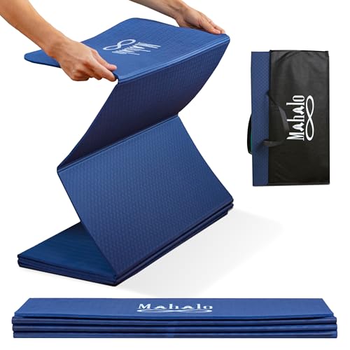Foldable Yoga Mat + Carry Bag, 6mm 7-fold Workout Mat, Easy to Store, Anti-Slip Folding Exercise Mat for Yoga, Pilates, Home Workouts, and Floor Exercises