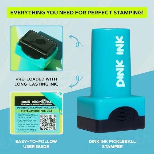 Dink Ink Pickleball Stamper – Fun Way to Mark Your Pickleballs | Great Gift for Pickleball Lovers | Easy to Use | No Mess | Long-Lasting Ink | Perfect Stocking Stuffer for The Holiday - color: Paddle Power