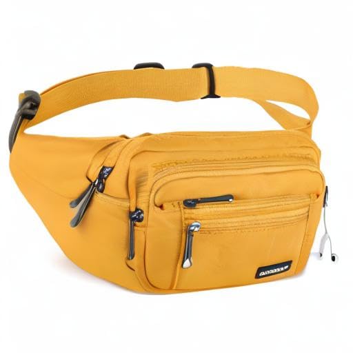 CXWMZY Fanny Packs For Women & Men Waist Pack Hip Bum Bag with Multi-Pockets Large Capacity Waterproof Casual Bum Bag for Disney Traveling Casual Cycling Running Hiking (Yellow) - color: Yellow
