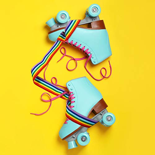 Skylety 2 Pcs Roller Skate Leash Adjustable Stretching Skate Boot Shoulder Strap Carrier for Child Women Men Skating - style: Rainbow Color Style