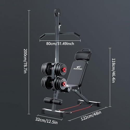 12-in-1 Home Gym LAT Pull Down & High Pulley System - Full Body Training Machine for Back, Chest, Arms & Tricep Workouts (Included Free Training Poster)