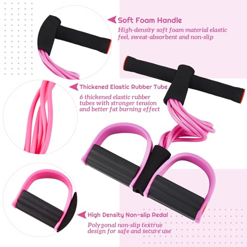 6 Pcs Fitness Resistance Exercise Bands 6 Tube Pedal Puller Resistance Band Set for Women Weight Loss Thigh Training Workout Equipment Elastic Arms Abdomen Shoulder Waist Leg Beginners Yoga