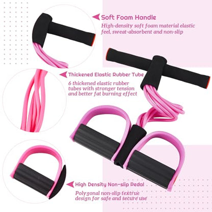 6 Pcs Fitness Resistance Exercise Bands 6 Tube Pedal Puller Resistance Band Set for Women Weight Loss Thigh Training Workout Equipment Elastic Arms Abdomen Shoulder Waist Leg Beginners Yoga
