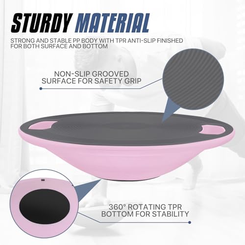 MADOG Wobble Balance Board for Adults, 15.5" TPR Non-slip Surface with Handle for Workout Core Trainer Physical Therapy, Home Gym Stability Board