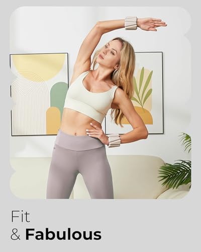 Pilates Weight | Wrist & Ankle Weights for Women | Weighted Bangles | 1LB/ 2LB Each (Set of 2) - color: Beige, size: 1 LB
