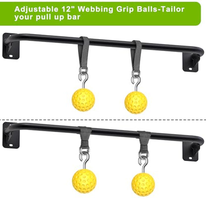 SELEWARE Heavy Duty Welded Pull Up Bar Wall/Joist/Ceiling Mount Chin Up Bar - color: A2: Black 36" Wall Mount Pull Up Bar+Yellow Balls