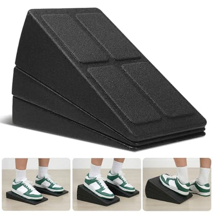Squat Wedge Block Set of 3 - High-Density EPP Slant Board with 8.5° & 17° Stackable Angles - Deep-Groove Anti-Slip Surface for Calf Stretching, Physical Therapy & Ankle Mobility