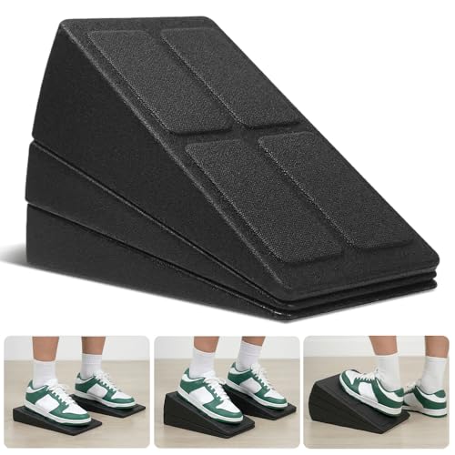 Squat Wedge Block Set of 3 - High-Density EPP Slant Board with 8.5° & 17° Stackable Angles - Deep-Groove Anti-Slip Surface for Calf Stretching, Physical Therapy & Ankle Mobility