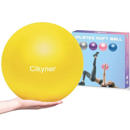 Cikyner Soft Pilates Ball, Small Exercise Ball 9 Inch Mini Gym Ball with Inflatable Straw, Suitable for Pilates, Yoga, Full Body Training, Physical Therapy and Balance improving at Home, Gym & Office - color: Yellow