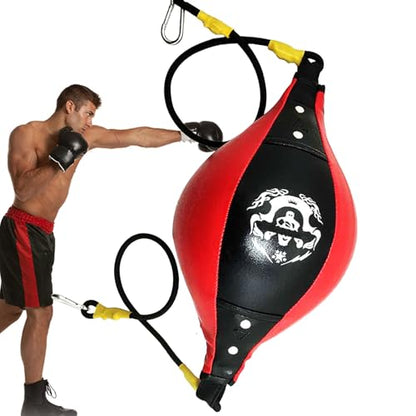 Speed Bag - Reflex Training Boxing Ball, Heavy Duty Endurance Practice Punching Bag | Stress Relief Equipment, Fitness Training Punch Ball for Teens Adults Home Gym Combat Workout - color: Black red