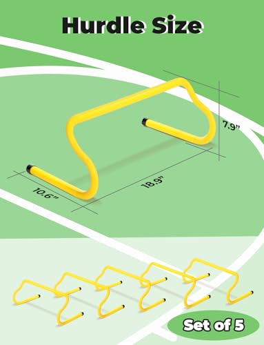 GHB Agility Hurdles 8" Speed Agility Training Hurdles, Detachable Sturdy Hurdles Training Equipment Set with Carry Bag for Kids,Athletes,Soccer,Basketball - size: 5 Pack-Yellow