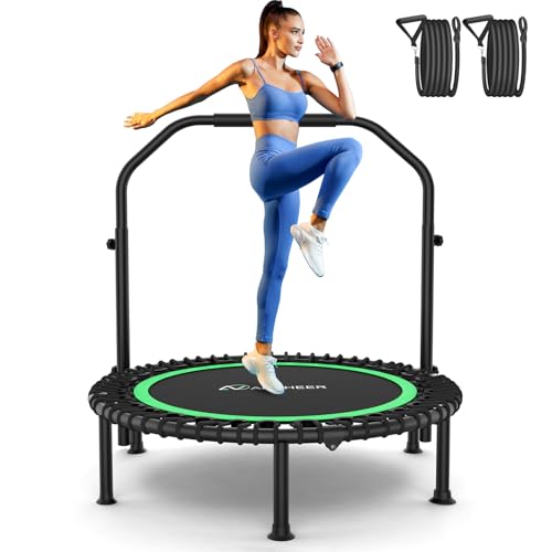 ANCHEER Fitness Trampoline,40"/48" Bungee Rebounder with Adjustable Handle - color: Training Green