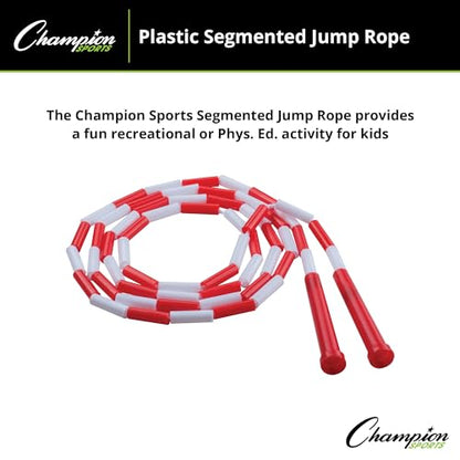 Champion Sports Plastic Segmented Jump Rope - color: Red/White (7 Feet)