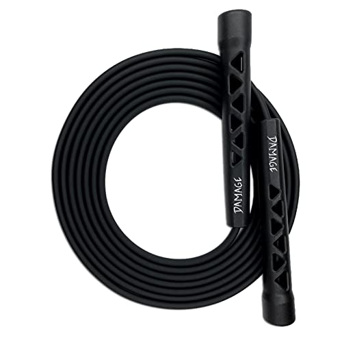 Damage Fight Gear Boxer Speed Rope, Lightweight PVC Skipping,Jumping Rope, Non-Slip PVC Plastic Handles and Matte Coated Tangle-Free Jump Rope for Boxing, MMA, Martial Arts