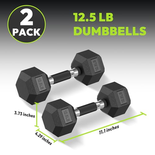 HANDBODE Hex Dumbbell Set 2.5-65 lb, Rubber Encased Hex Dumbbells for Home Gym, Weights Dumbbells Set of 2 Hand Weights for Strength Training & Fitness Exercise - size: 12.5 lb, Pair, style: Comfort Grip