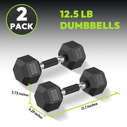 HANDBODE Hex Dumbbell Set 2.5-65 lb, Rubber Encased Hex Dumbbells for Home Gym, Weights Dumbbells Set of 2 Hand Weights for Strength Training & Fitness Exercise - size: 12.5 lb, Pair, style: Comfort Grip