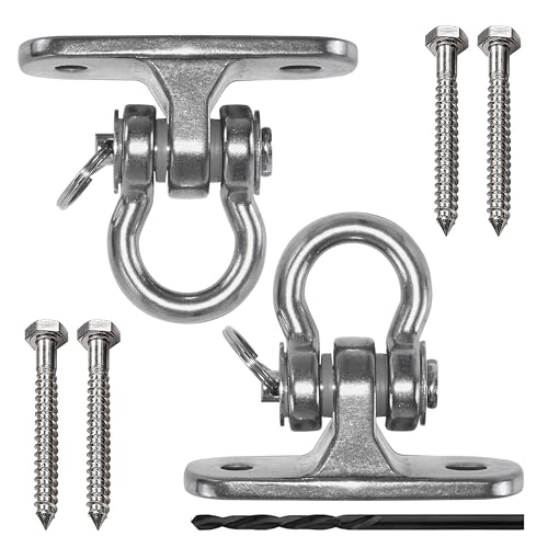 Heavy Duty Swing Hangers Stainless Steel 304 Anti-Rust, 2000 lb Capacity 180° Swing, Playground Porch Yoga Seat Trapeze Wooden Sets Indoor Outdoor(2 Pack
