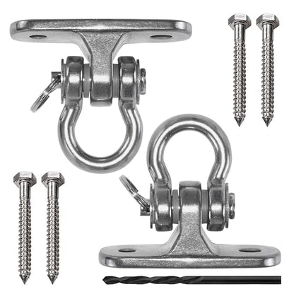 Heavy Duty Swing Hangers Stainless Steel 304 Anti-Rust, 2000 lb Capacity 180° Swing, Playground Porch Yoga Seat Trapeze Wooden Sets Indoor Outdoor(2 Pack