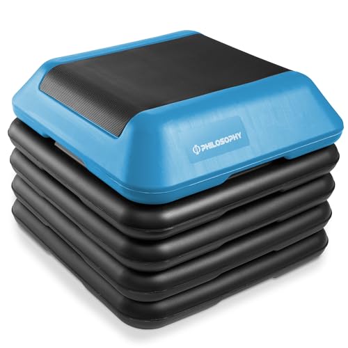 Philosophy Gym Aerobic Exercise Adjustable High Step Platform, with 4 Risers Included