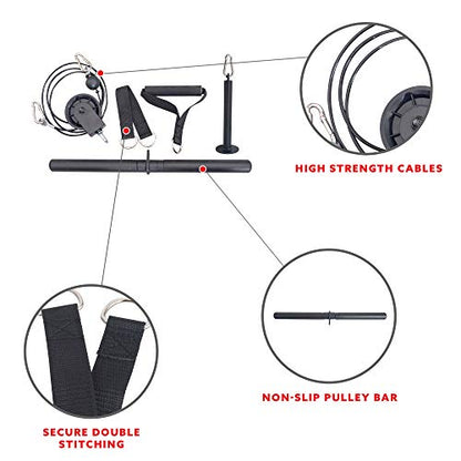 Sunny Health & Fitness Power Cage Squat Rack Upgrade Attachments, Dip Bar, Plate Bar Holder, Belt Squat, J Hook, Lat, Adapter, U Ring, Pull Up Bar, Landmine, Captain's Chair, Tricep Rope For Home Gym - style: LAT Pull Down