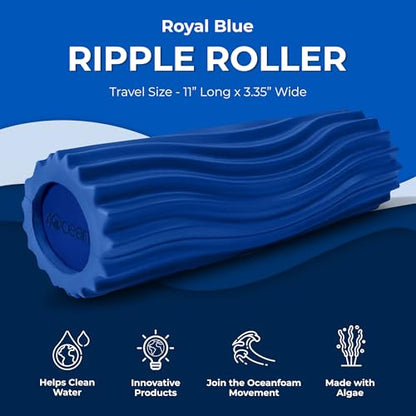 x 4ocean Roller (Royal Blue) – Limited Edition Muscle Roller for Back Pain & Yoga - High Density Foam for Physical Therapy - Textured for Deep Tissue Massage - size: Travel Size (11" x 3.35")