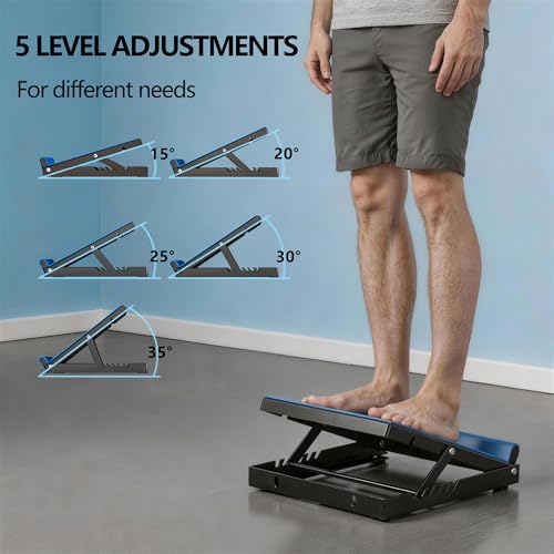650lbs Steel Slant Board, 5-Angle Calf Stretcher for Plantar Fasciitis & Achilles Relief, Non-Slip Incline Board for Home Gym & Stretching