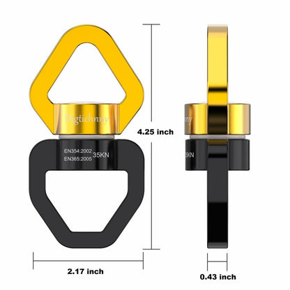2 Pack Swing Swivel Heavy Duty, Aluminium Alloy 35KN Tree Swing Swivel Spinner for Children's Swing,Aerial Yoga,Web Tree Swing,Hanging Hammock Indoor Outdoor(Black-Gold with 4 Carabiners) - style: Black Gold-2 Pack with 4 Carabiners
