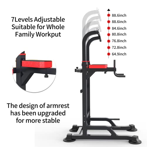 Power Tower Dip Station Workout equipment Pull up Bar for Home Gym Adjustable Height Strength Training Fitness Excercise Equipment,Load 450LBS