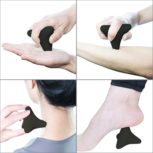Manual Trigger Point Massage Tool. Small Massager Ball for Deep Tissue Myofascial Release Physical Therapy Foot Plantar Fasciitis Pain Relief Muscle Knot Psoas Hip Flexor Iliacus Release 3×2.6″(Black) - color: Black