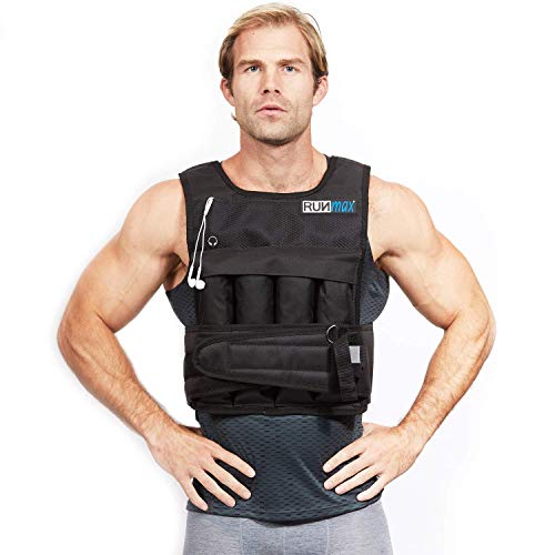 RUNmax 20LBS - 150LBS Adjustable Weighted Vest Wtih Shoulder Pads Option for Men and Women - size: 12 lbs WITHOUT SHOULDER PADS