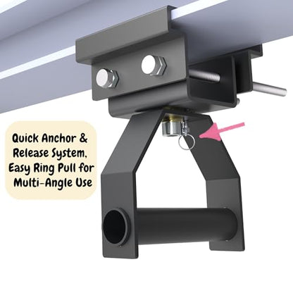 I-Beam Mount Multi-Grip Pull-Up Bar Adjustable Heavy Duty Chin Up Handles for Home Gym, Fits 3.5"-7.5" I-Beam Flange Strength Fitness Training Equipment Load up to 400 LBS - Patent Pending