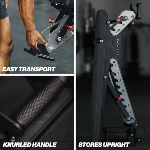 Titan Fitness TITAN Series Adjustable Bench, Supports 600 LB Incline, 1,000 LB Flat, Versatile Single Post Utility Workout Bench for Home Gym, Weightlifting, Strength Training - color: Black