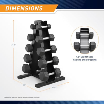Marcy Classic Rubber Hex Dumbbell with Knurled Grip for Strength Training and Bodybuilding, 5lb - 50lb Single Dumbbell for Exercise & Fitness, Sold Individually - style: 150lb Set with Rack