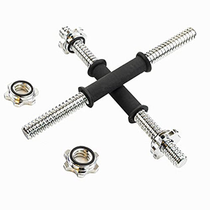 Threaded Dumbbell black Durable Rubber Handles/Adjustable Dumbbell Bar Handles 32/35/40cm(12.6/14.2/15.7Inch) - Fit 1 inch Standard Weight Plate Weightlifting Accessories - Sold in Pair