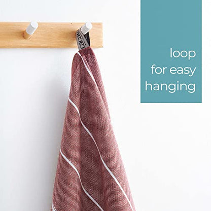 Cacala 100% Turkish Cotton Kitchen Tea Towels, Highly Absorbent Luxury Soft Quick Drying Dish Towel with Hanging Loop for Gym, Yoga, Bath, Sports, Cleaning and Kitchen (23 x 36), Burgandy - color: Burgandy