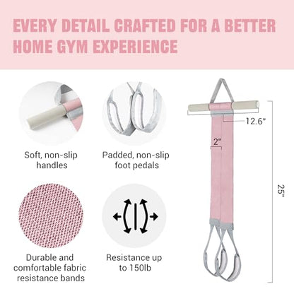 Foot Pedal Resistance Band for Women Core Workout, Fabric Resistance Band with Handles 150lb Full-Body Exercise Band for Arm & Leg Muscle Training, Adjustable & Fixed Length Options - style: Standard