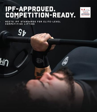 Gymreapers Weightlifting Wrist Wraps (IPF Approved) Professional Quality Wrist Support with Heavy Duty Thumb Loop - Best Wrap for Powerlifting Competition, Strength Training, Bodybuilding - color: Black/Black