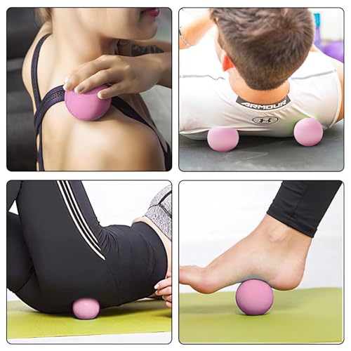 WOVTE Massage Lacrosse Ball for Sore Muscles, Shoulders, Neck, Back, Foot, Body, Deep Tissue, Trigger Point, Muscle Knots, Yoga and Myofascial Release (Pink) - color: Pink