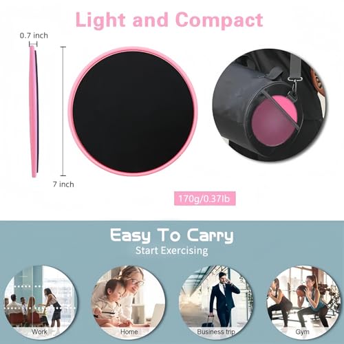 Core Sliding Discs - Dual Sided Workout Sliders for Carpet & Hardwood Floor - Home Ab Pads Exercise Equipment Fitness Sliders for Women and Men