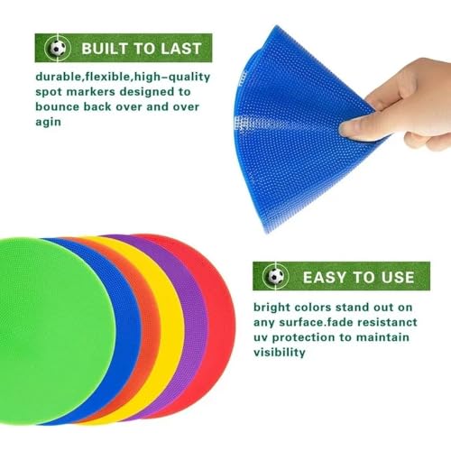 8PCS Spot Markers 9 Inch Non Slip Agility Dots Flat Field Cones Circles Rubber Floor Dots for Kids Sports Soccer Basketball Training, Gym Training, Preschool Kindergarten Classroom