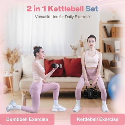 kisnbld Adjustable Dumbbell Set, 2-in-1 Dumbbells & Kettlebell,Hand Weights - color: Black