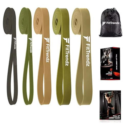 Resistance Bands - Natural Latex Pull Up Assist Bands - Workout Bands - Exercise Bands - Elastic Bands - Home Gym Bands for Strength Training, Stretching, Muscle Building, Physical Therapy - color: Green Latex Bands
