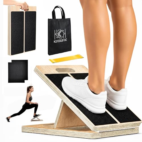 Slant Board for Plantar Fasciitis & Achilles Relief – Adjustable Wooden Incline Calf Stretcher for Ankle, Knee & Foot Therapy – Portable Stretch Board with Carry Bag & Loop Band