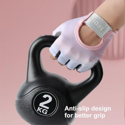 Breathable Weight Lifting Gloves& Weight Lifting Grips, Gloves - Fingerless with Full Palm Protection & Grip & Shock Absorption for Women & Men's Fitness Training（2PCS）