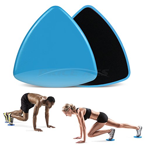 2 x Dual Sliding Discs Exercise Sliders Core Sliders Fitness Ultimate Trainer Gym Home Abdominal & Total Full Body Workout Equipment on ALL surfaces Slide & Glide Exercises (Blue, Triangle) - color: Blue, size: Triangle