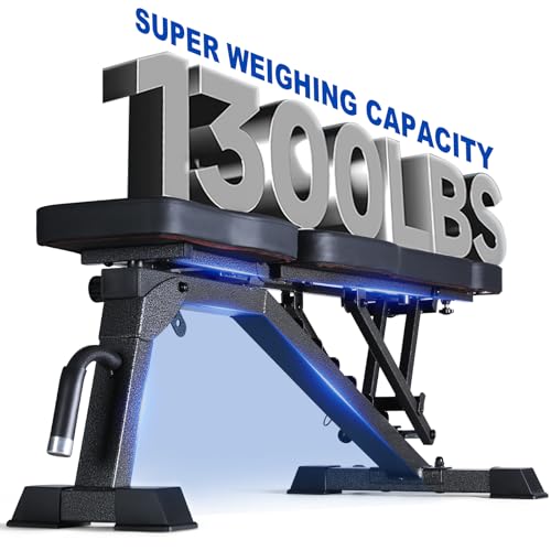 BARWING Adjustable Weight Bench Workout Bench, 1000/1300 LBS Heavy Duty Incline Decline Bench for Home Gym, Easy Assembly Foldable Training Lifting Bench - color: Matte Black