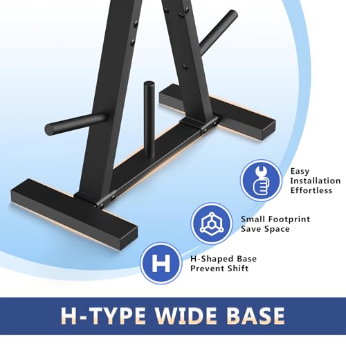 Weight Plate Rack, Weight Tree, Home Gym Storage Stand, Holds 300 lbs - color: 1-inch Black