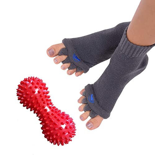 Charcoal Socks (Medium) and Peanut Ball Foot Massager - Plantar Fasciitis Relief - color: Charcoal, size: Medium